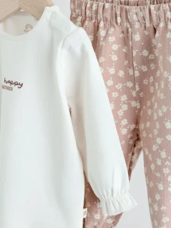 Next Blanc/marron - Ensemble Bébé haut et Pantalons à manches longues 2 Pièces (0mois-2ans) Clearance