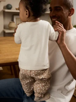 Next Blanc/marron - Ensemble Bébé haut et Pantalons à manches longues 2 Pièces (0mois-2ans) Clearance