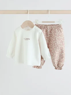 Next Blanc/marron - Ensemble Bébé haut et Pantalons à manches longues 2 Pièces (0mois-2ans) Clearance