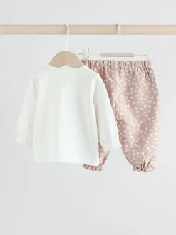 Next Blanc/marron - Ensemble Bébé haut et Pantalons à manches longues 2 Pièces (0mois-2ans) Clearance
