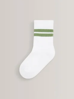 Next - Cushioned Semelle intérieure Cotton Rich Ribbed Tipped Chaussettes 5 Lot Blanc/neutres Best