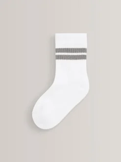 Next - Cushioned Semelle intérieure Cotton Rich Ribbed Tipped Chaussettes 5 Lot Blanc/neutres Best