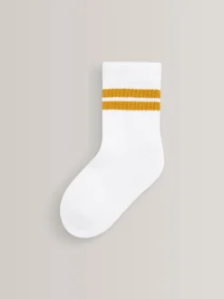 Next - Cushioned Semelle intérieure Cotton Rich Ribbed Tipped Chaussettes 5 Lot Blanc/neutres Best