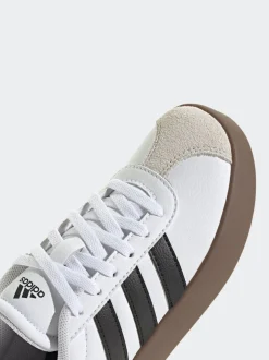 adidas Blanc/Noir - Vl Cour 3.0 Baskets enfant en daim à lacets Hot