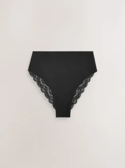 Next - Lot de 4 culottes en coton et dentelle Blanc/Noir/Gris Hot