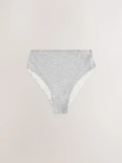 Next - Lot de 4 culottes en coton et dentelle Blanc/Noir/Gris Hot