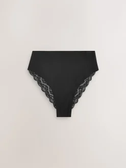 Next - Lot de 4 culottes en coton et dentelle Blanc/Noir/Gris Hot