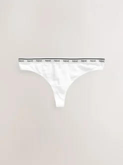 Next Blanc/Noir/Gris - Lot de 4 culottes à logo en coton String Discount