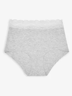 Next - Lot de 4 culottes en coton et dentelle Blanc/Noir/Gris Clearance