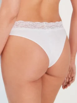 Next Blanc/Noir/Gris - Lot de 4 culottes en coton et dentelle Coupe très échancrée Sale