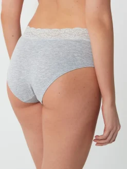 Next Blanc/Noir/Gris - Lot de 4 culottes en coton et dentelle Mi-long Outlet