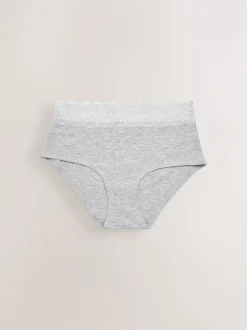 Next Blanc/Noir/Gris - Lot de 4 culottes en coton et dentelle Mi-long Outlet