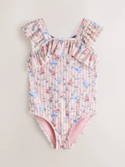 Laura Ashley Blanc/Rose - Maillot de bain à volants Clearance