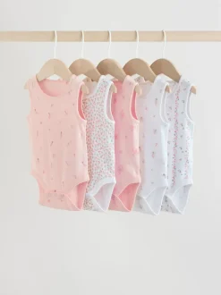 Next Blanc/Rose - Paquet de bodys pour bébé avec gilet 5 Hot