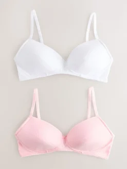 Next Blanc/Rose - Paquet de soutiens-gorge d'entraînement 2 Clearance