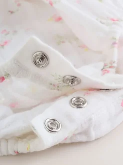 Next - Ensemble de barboteuses Bébé Bloomer 2 pièces avec collants (0mois-3ans) Blanc/rose à petites fleurs Hot