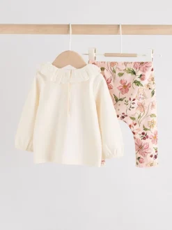 Next Blanc/Rose/Lapin/Floral - Ensemble haut à manches longues et legging bébé (0mois-2ans) Best