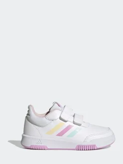 adidas Blanc/Rose/Multi - Baskets Tensaur Hook and Loop pour enfant