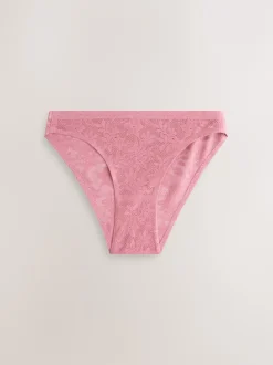 Next Blanc/Rose/Praline Nude - Lot de 7 culottes en dentelle collée Comfort Discount