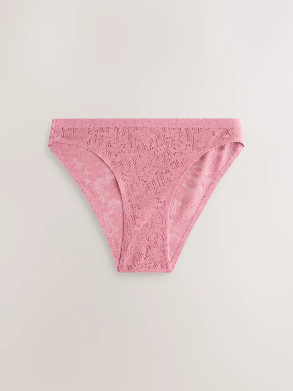 Next Blanc/Rose/Praline Nude - Lot de 7 culottes en dentelle collée Comfort Discount