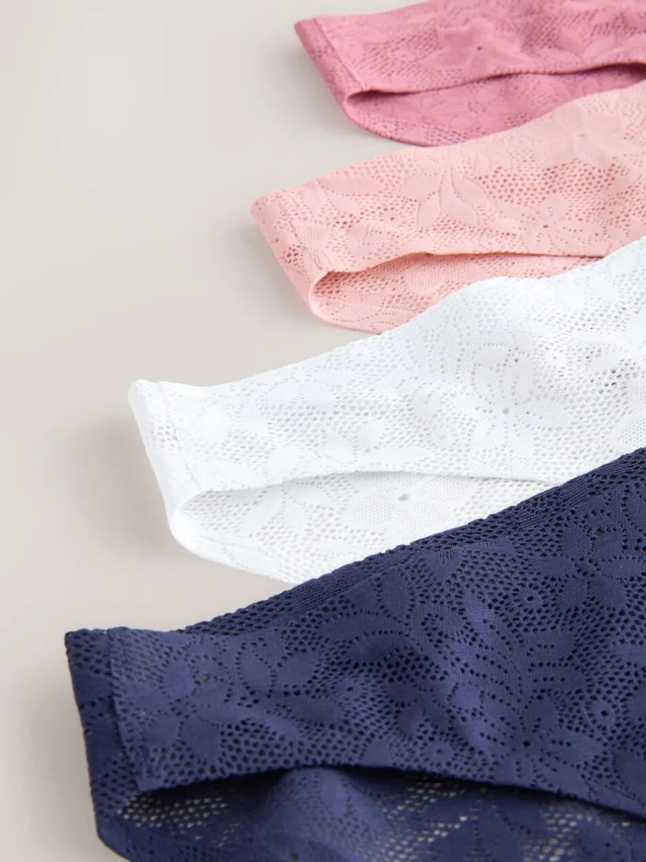 Next Blanc/Rose/Praline Nude - Lot de 7 culottes en dentelle collée Comfort Discount