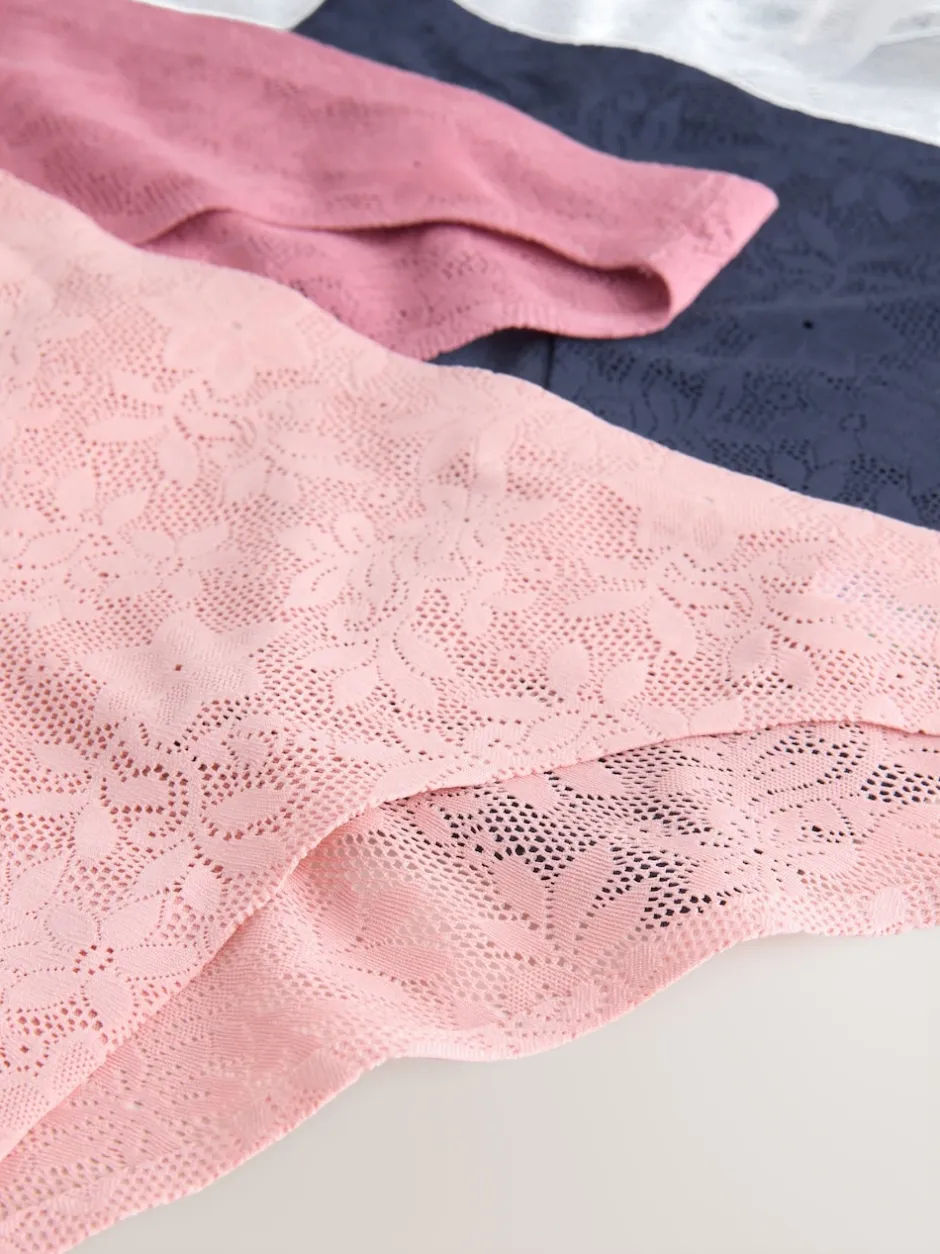 Next Blanc/Rose/Praline Nude - Lot de 7 culottes en dentelle collée Comfort Discount