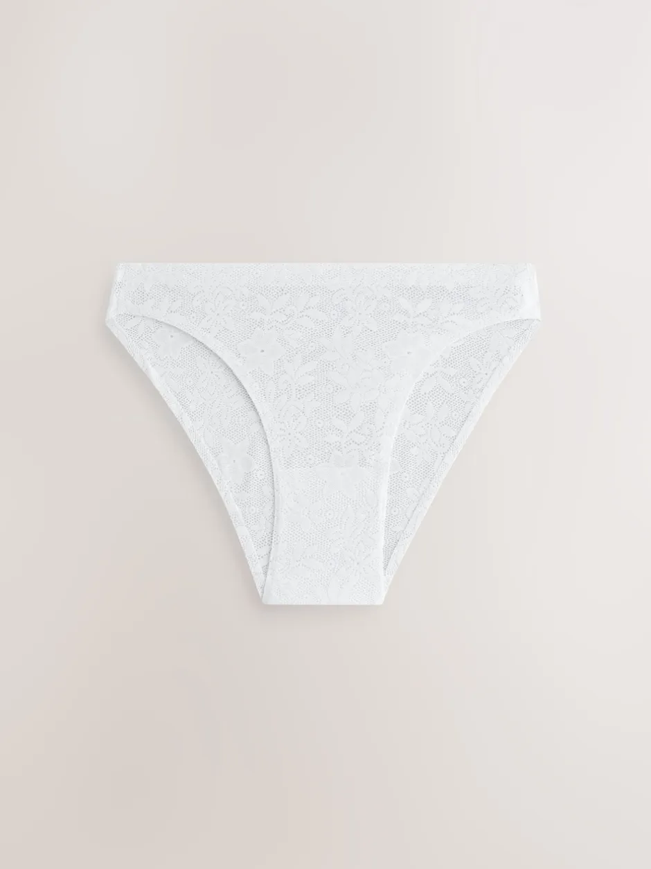 Next Blanc/Rose/Praline Nude - Lot de 7 culottes en dentelle collée Comfort Discount