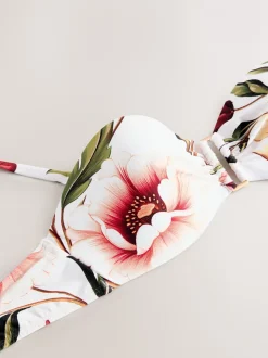 Next Blanc/Rouge Fleuri - Haut de bikini bandeau filaire Best