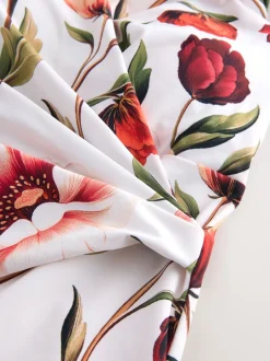 Next Blanc/Rouge Fleuri - Maillot de bain Wrap Tummy Control Sale