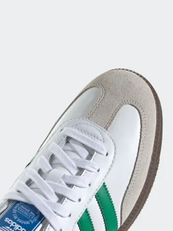 adidas originals Blanc/Vert - Samba Trainers Clearance