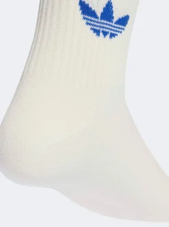 adidas originals - Col rond - 3-Rayures Chaussettes Col rond 3 paires Blanc/Vert Discount