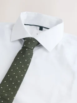 Next - Ensemble chemise et cravate pour l’occasion Blanc/vert à pois Hot