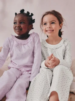 Next Blanc/Violet Fleuri - Lot de 2 pyjamas Amples (9mois à8ans) Clearance