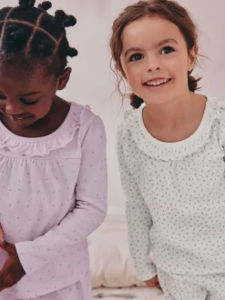 Next Blanc/Violet Fleuri - Lot de 2 pyjamas Amples (9mois à8ans) Clearance