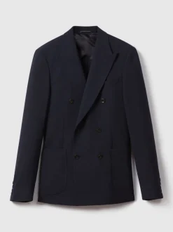 Reiss Blazer de costume Belmont Db double boutonnage Texture habillé en laine Best