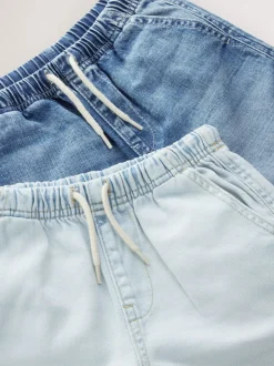 Next Bleach/Mid Bleu - Bermuda Pull On Denim Shorts 2 Pack (3-16yrs) Hot