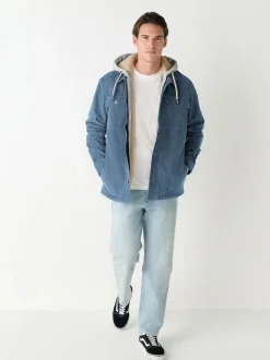 Next Bleu - À capuche Velours côtelé Borg Veste-chemise doublée Outlet