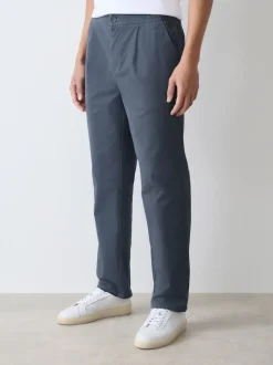 Next Bleu - Ajustement droit - Pantalons Chinos extensibles plissés avec taille élastique Hot