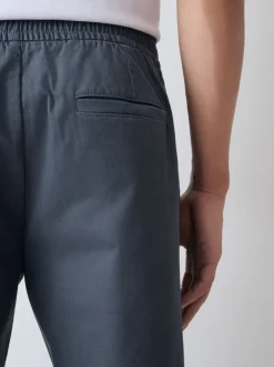 Next Bleu - Ajustement droit - Pantalons Chinos extensibles plissés avec taille élastique Hot