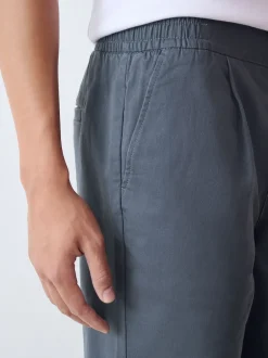 Next Bleu - Ajustement droit - Pantalons Chinos extensibles plissés avec taille élastique Hot
