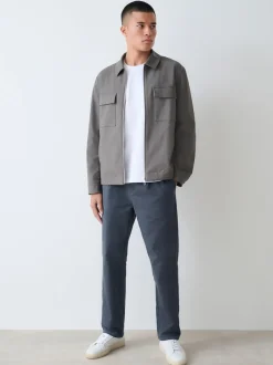 Next Bleu - Ajustement droit - Pantalons Chinos extensibles plissés avec taille élastique Hot