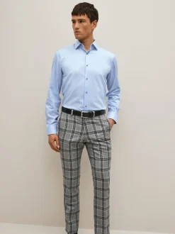 Next - Ajustement régulier - Chemise élégante texturée facile d’entretien à poignets simples Bleu Online