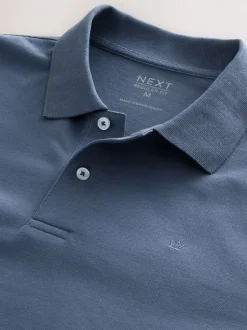 Next - Ajustement régulier - Polo à manches longues en piqué Bleu