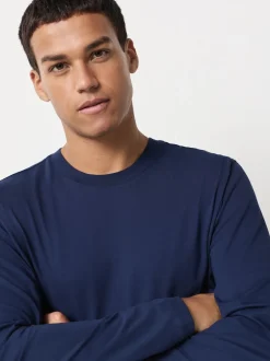 Next - Ajustement régulier - T-shirt à manches longues de cou d'équipage Bleu