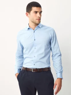 Next Bleu - Ajustement régulier - Chemises de nuit texturées à double poignet et d'entretien facile