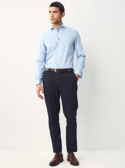 Next Bleu - Ajustement régulier - Chemises de nuit texturées à double poignet et d'entretien facile