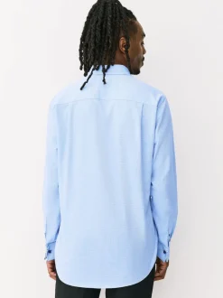 Next Bleu - Ajustement régulier - Chemise formelle texturée à manches longues 100% coton avec bordure Sale