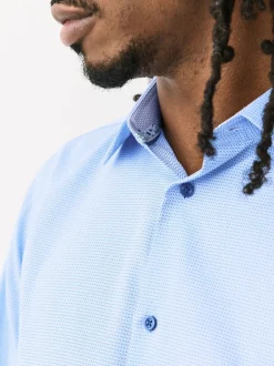 Next Bleu - Ajustement régulier - Chemise formelle texturée à manches longues 100% coton avec bordure Sale