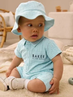 Baker by Ted Baker Bleu - ensemble barboteuse et chapeau texturé Outlet