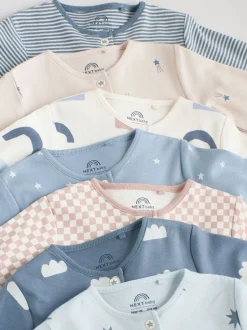 Next Bleu - Bébé Popper Sleepsuits Pack de 7 (0mois -2ans)
